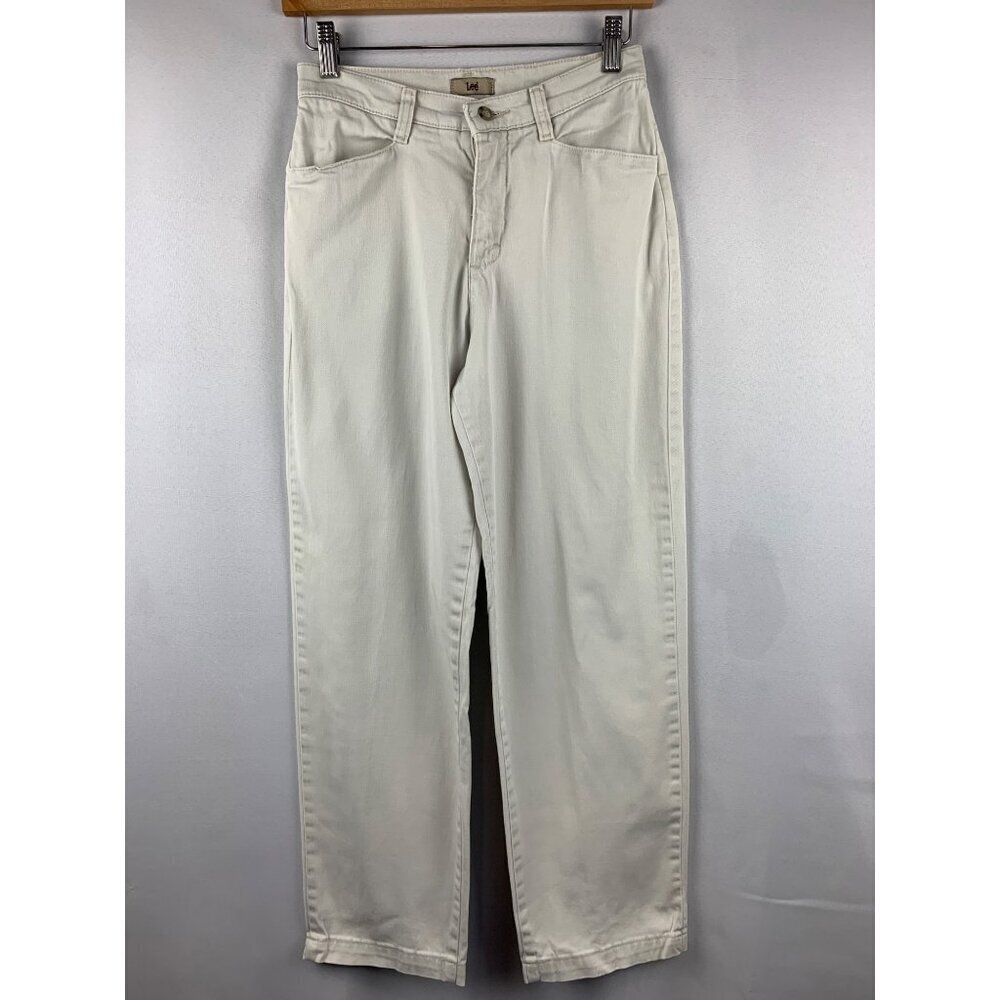 Lee Womens Cotton Blend White Straight Leg Pants Size 4P